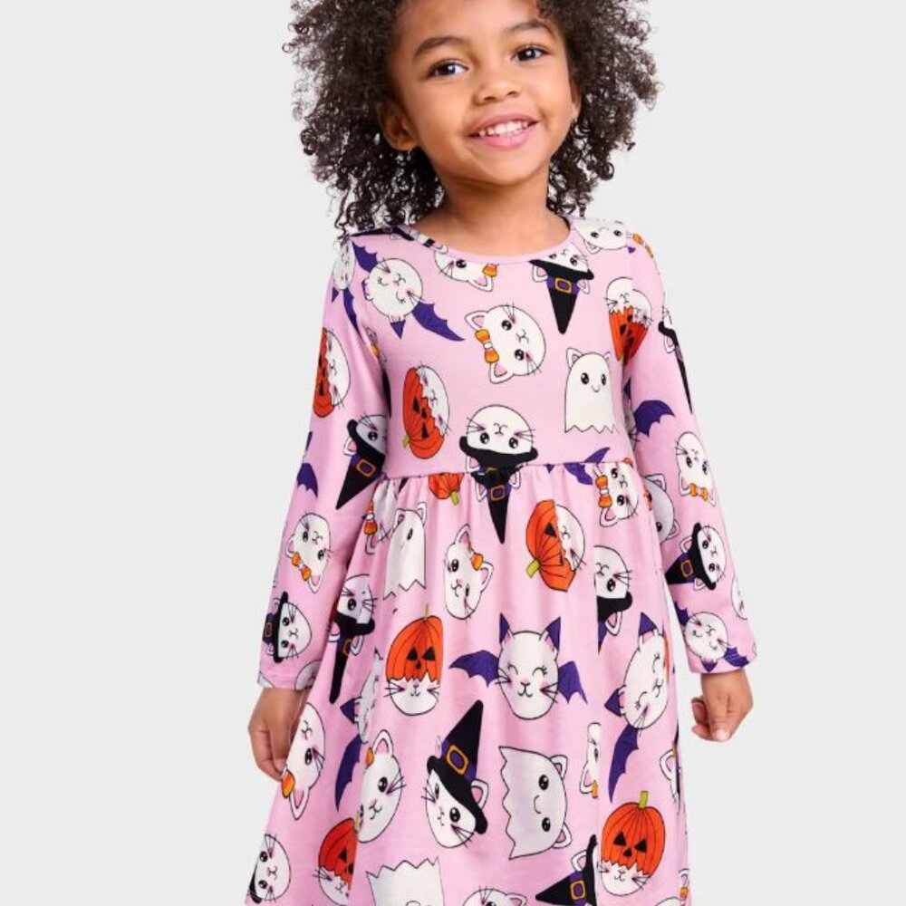 NWT The Children’s Place Toddler Girls Halloween Cat Everyday Dress - Pink